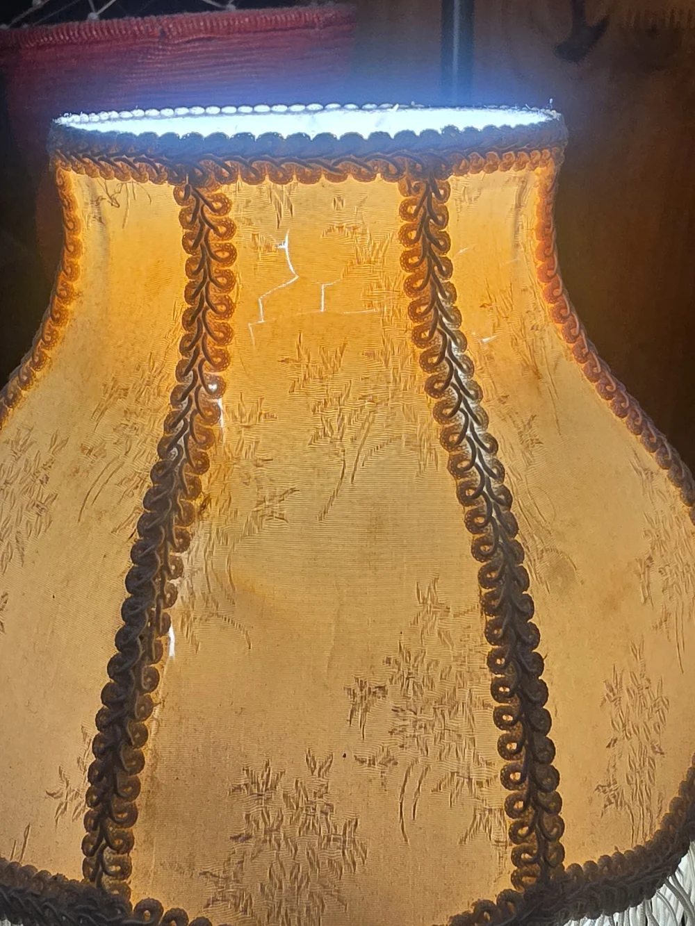 Cream Fringe Novelty Leg Lantern Lamp with Black Fishnet Base